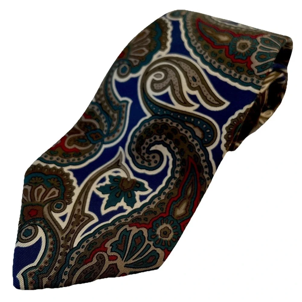 Egon Von Furstenberg Necktie Men's Silk Jewel‎ Tone Multicolor Paisley 59